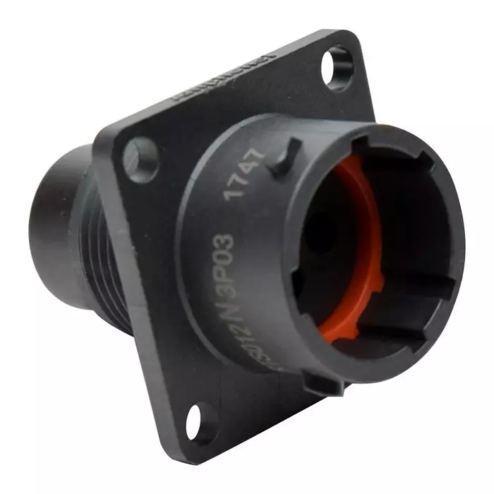 AMPHENOL SINE/TUCHEL CIRCULAR CONNECTOR, RCPT, 3POS, FLANGE, RTS012N3P03