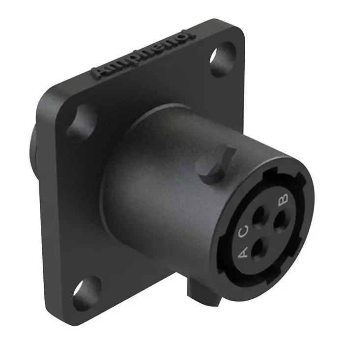 AMPHENOL SINE/TUCHEL CIRCULAR CONNECTOR, RCPT, 3POS, FLANGE, RTS08N3S