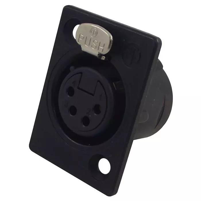 NEUTRIK SOCKET, XLR, PANEL, BLACK, 4POLE, NC4FP-B-1