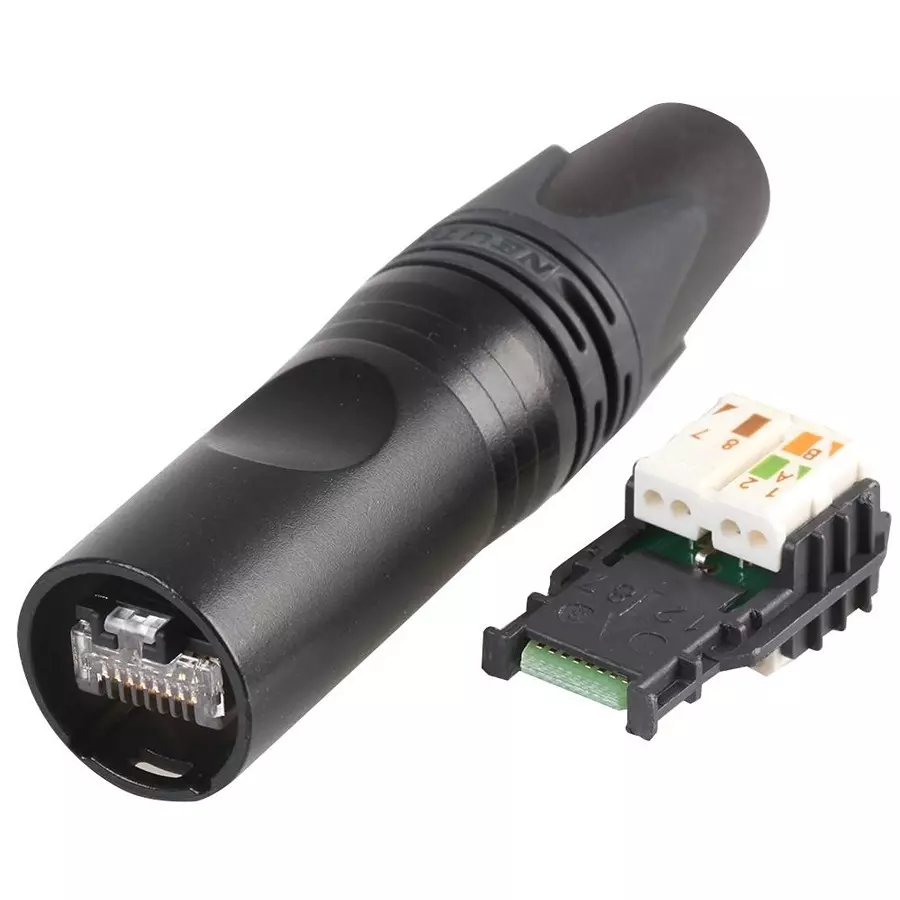 NEUTRIK RJ45 ENET CONN, CAT6A, PLUG, 8POS, CABLE, NE8MX6-B
