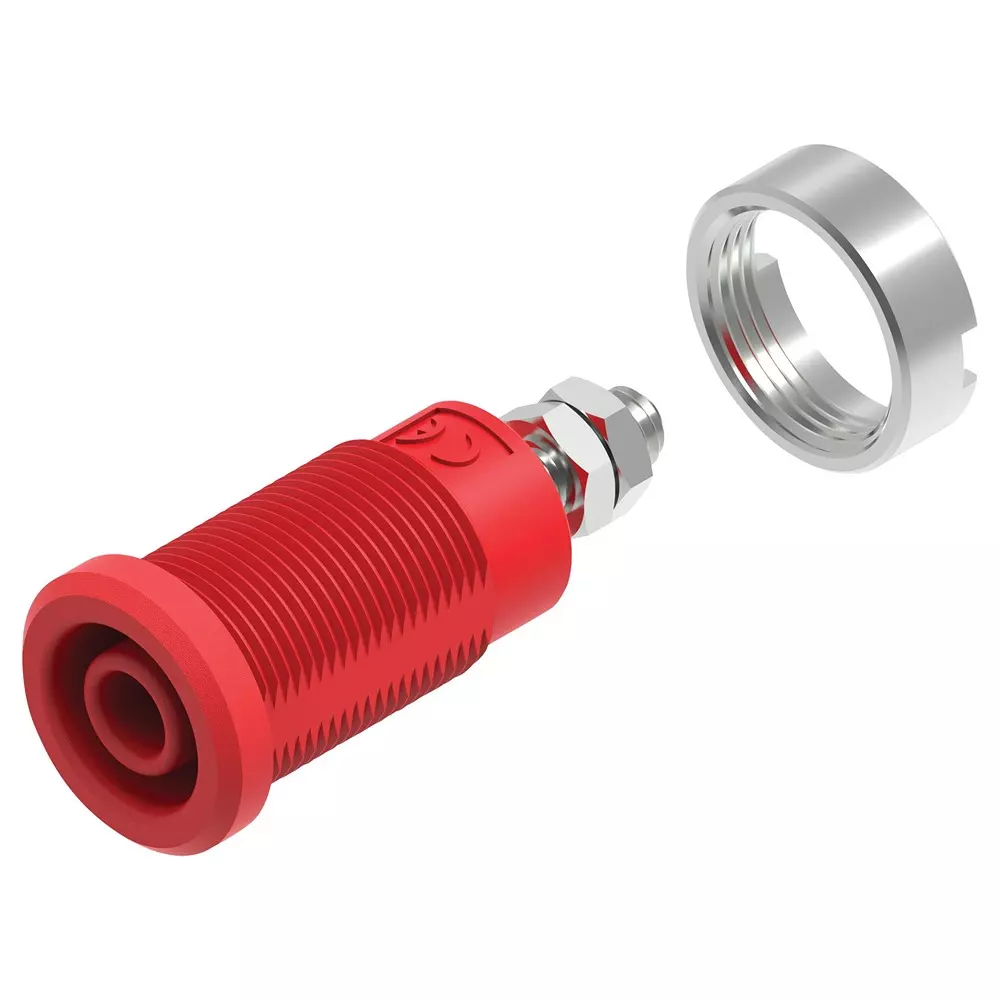 MULTICOMP PRO Banana Plugs & Jacks BANANA JACK, 4MM, 36A, M4 STUD, RED, 76-1658