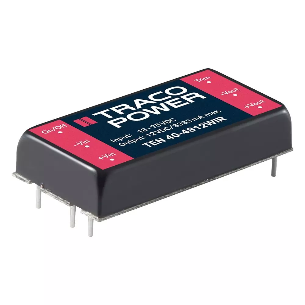 TRACO POWER Isolated Through Hole DC / DC Converters DC/DC CONVERTER, 1 O/P, 1.7A, 24V, TEN 40-2415WIR