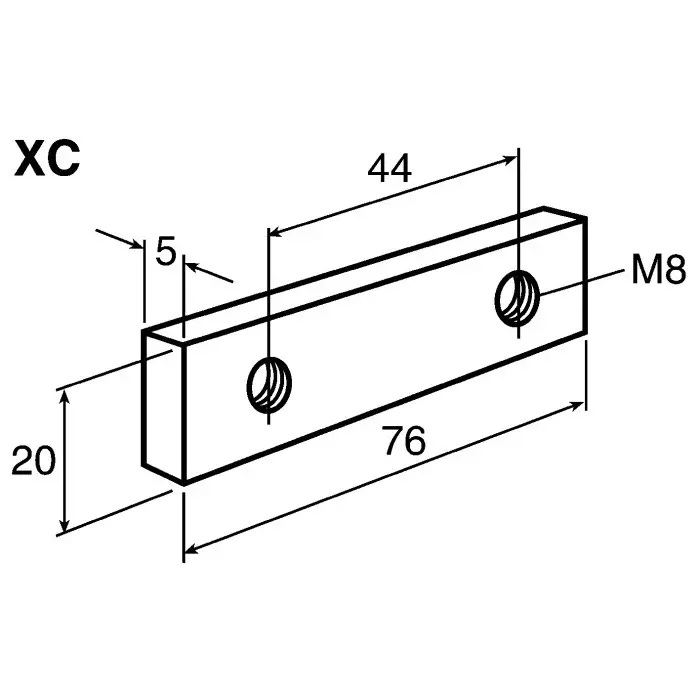 FlexLink M8 Connecting Strip Connecting Component Strut Profile 44 mm Groove Size 11 mm, XLCJ 5X76