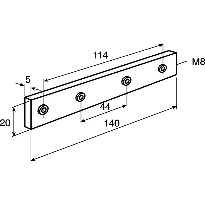 FlexLink M8 Connecting Strip Connecting Component Strut Profile 44 mm Groove Size 11 mm, XLCJ 5X76