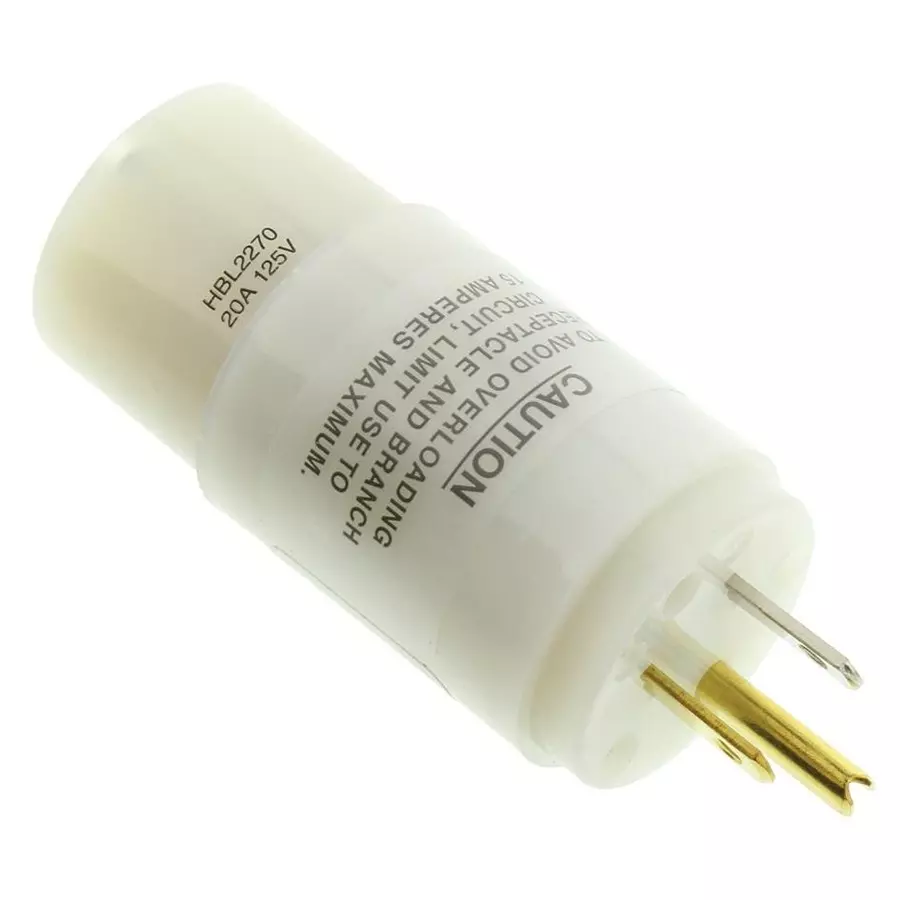 HUBBELL WIRING DEVICES Connector, Power Entry, Plug-Rcpt, 20A, HBL2270