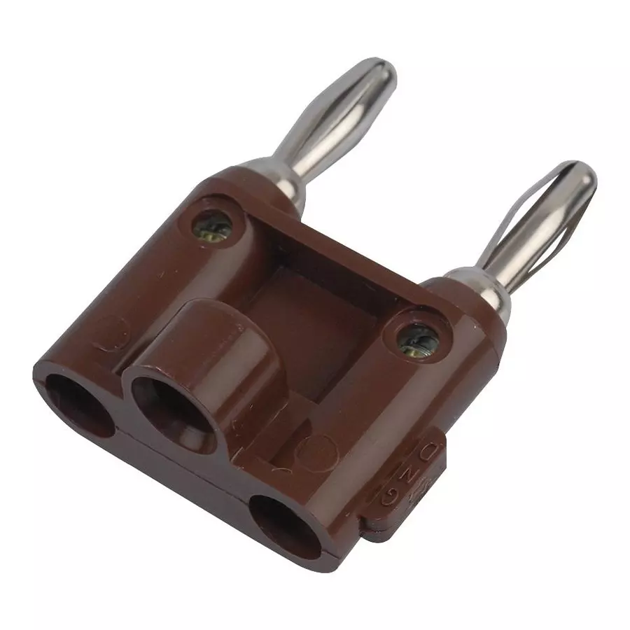 POMONA Double Banana Plug, 15A, Screw, Brown, Mdp-1