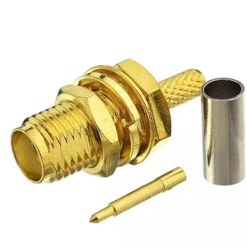 NBR RP-SMA Female Plug Crimp Connector with Ferrule and Pin for RG-174, RG-316 & RG-59 Coaxial Cable, RC071