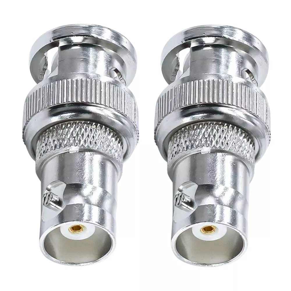 GENERIC Low-loss Coaxial Cable Connector BNC Male to BNC Female 50 Ω Impedance Silver (Pack of 2 Pcs)
