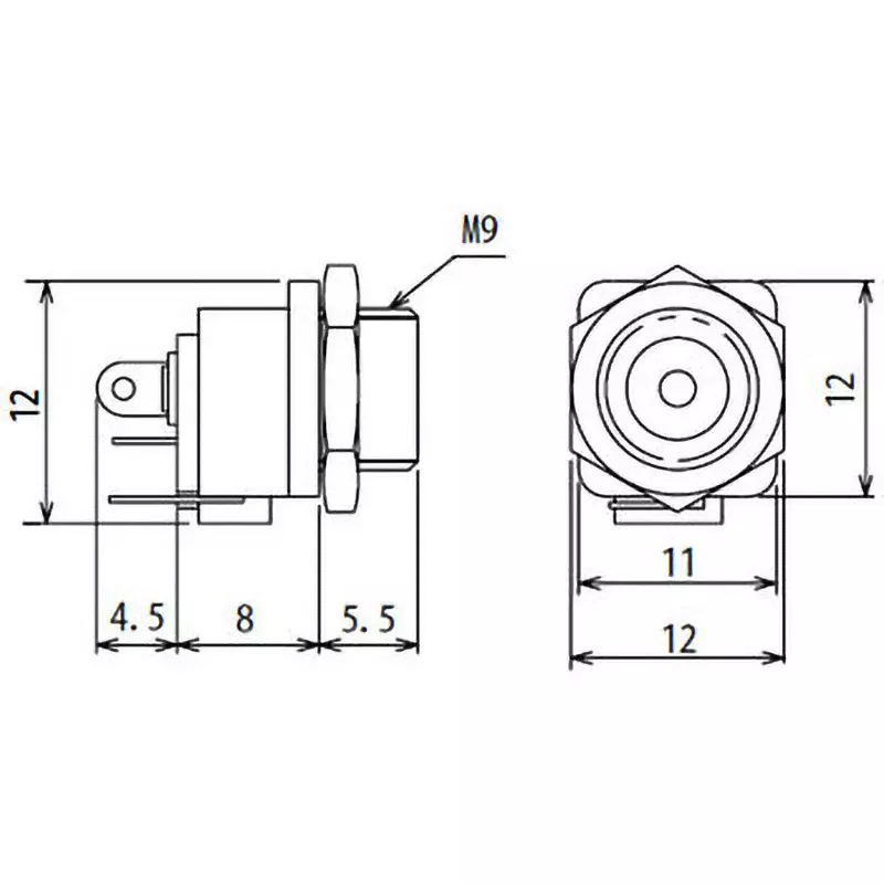MARUSHIN ELECTRIC DC Jack DC12 V Rated Voltage Straight 0.5 Amp Rated Current, MJ-40A (Pack of 10)
