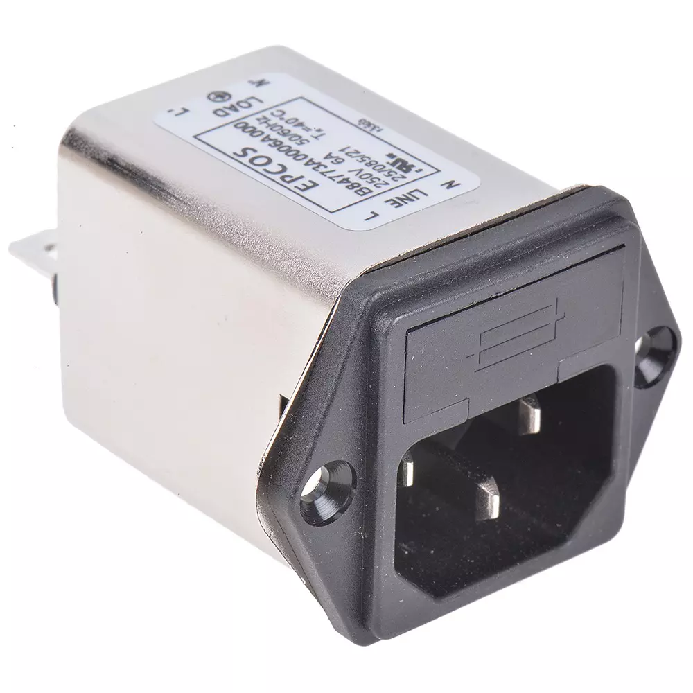 Epcos B84773 Series Panel Mount IEC Inlet Filter 6 Amp 250 V AC/DC, B84773A0006A000 (Pack of 40)