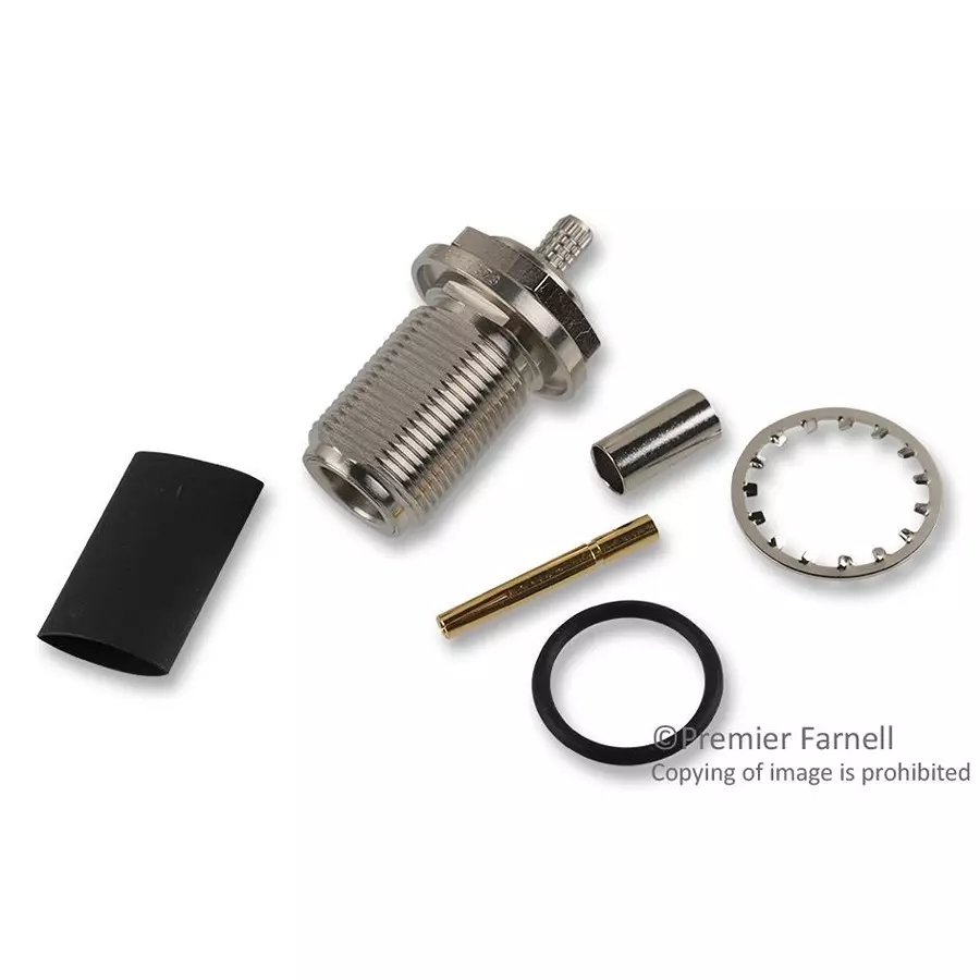 AMPHENOL RF RF Connectors RF/COAXIAL, N BULKHEAD JACK, STRAIGHT, 50 OHM CRIMP, 082-5373