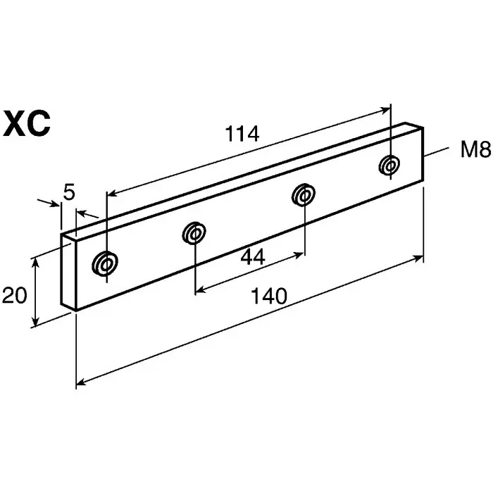 FlexLink M8 Connecting Strip Connecting Component Strut Profile 44 mm Groove Size 11 mm, XLCJ 5X140
