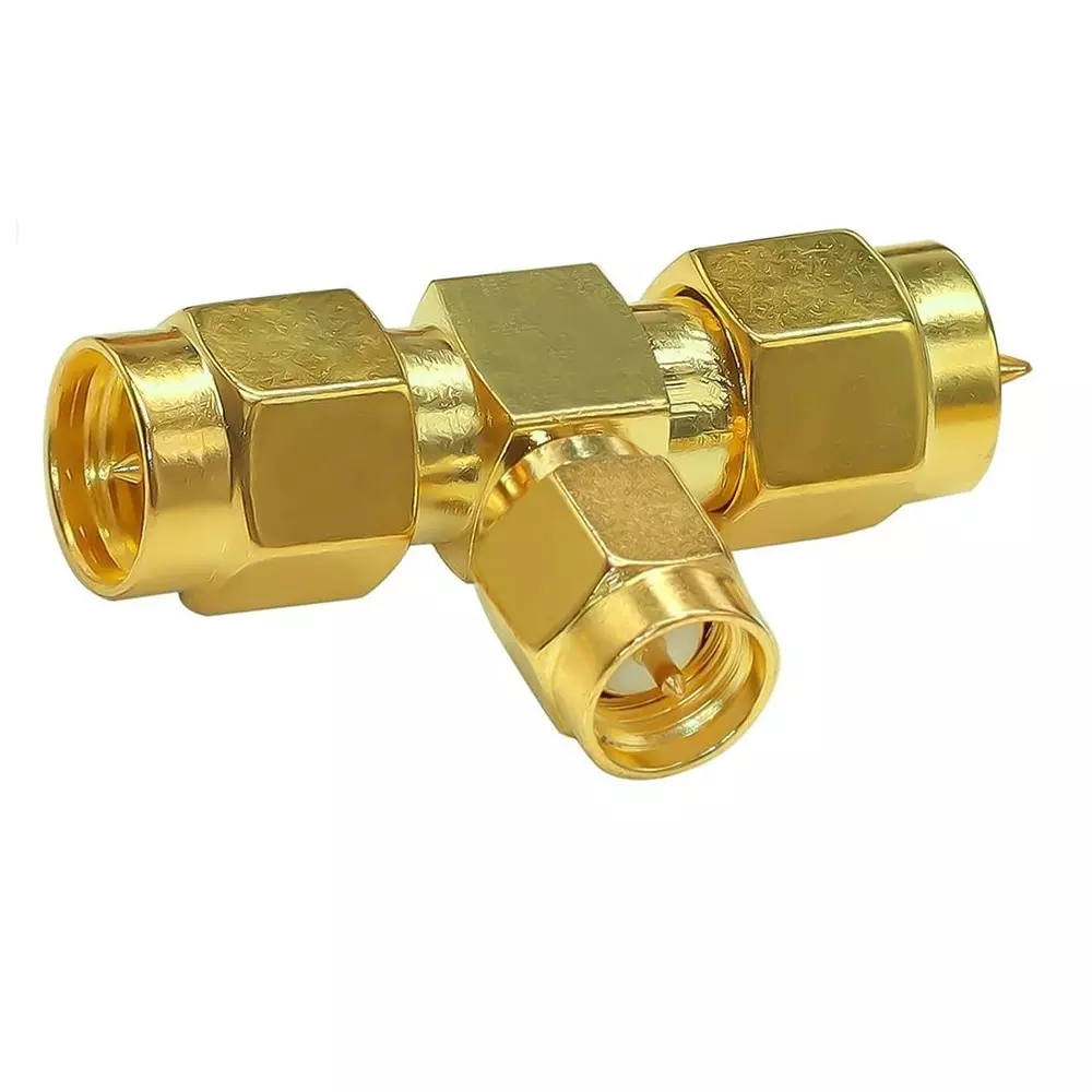 GENERIC SMA Male to Dual SMA Male 3-Way T-Type Splitter Coaxial Adapter 50 Ω Impedance, TA075