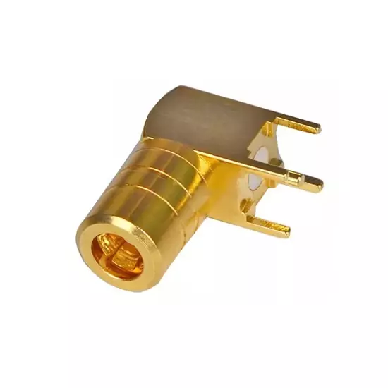Setmi India SMB Female Connector Right Angle PCB Mount Metal Body in Golden Color