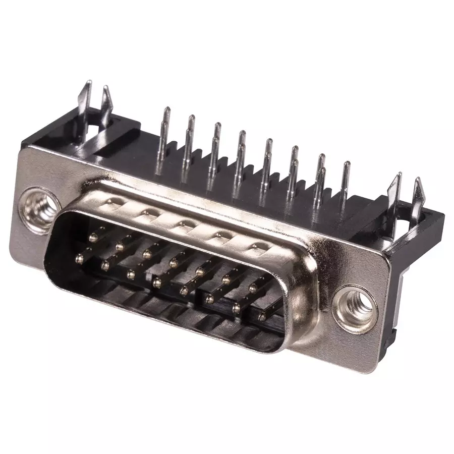 MULTICOMP PRO D Sub Connectors PLUG, D, PCB, R/A, 15WAY, 5504F1-15P-02-03-F1 (Pack of 5)
