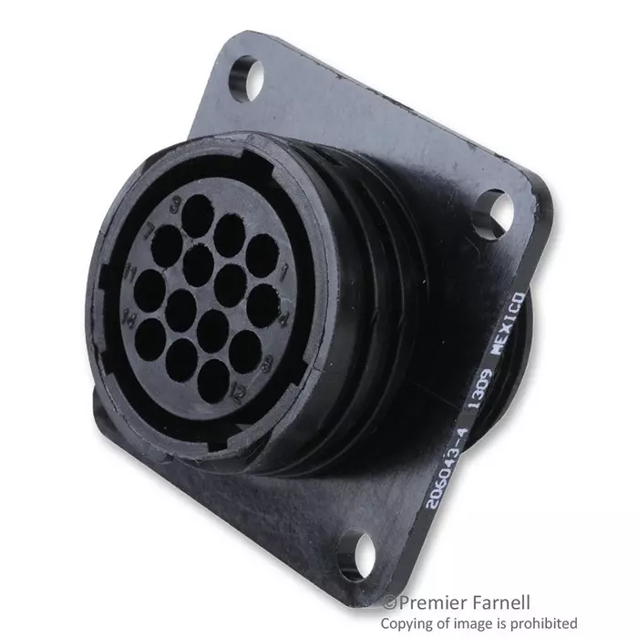 AMP - TE CONNECTIVITY CIRCULAR CONNECTOR RECEPTACLE SIZE 17, 14 POSITION, PANEL, 206043-4