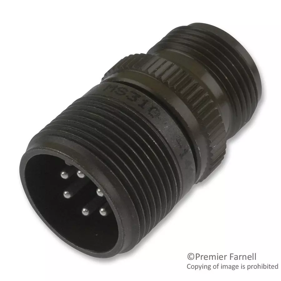 AMPHENOL INDUSTRIAL CIRCULAR CONNECTOR RECEPTACLE SIZE 14S, 6 POSITION, CABLE, 97-3101A-14S-6P.