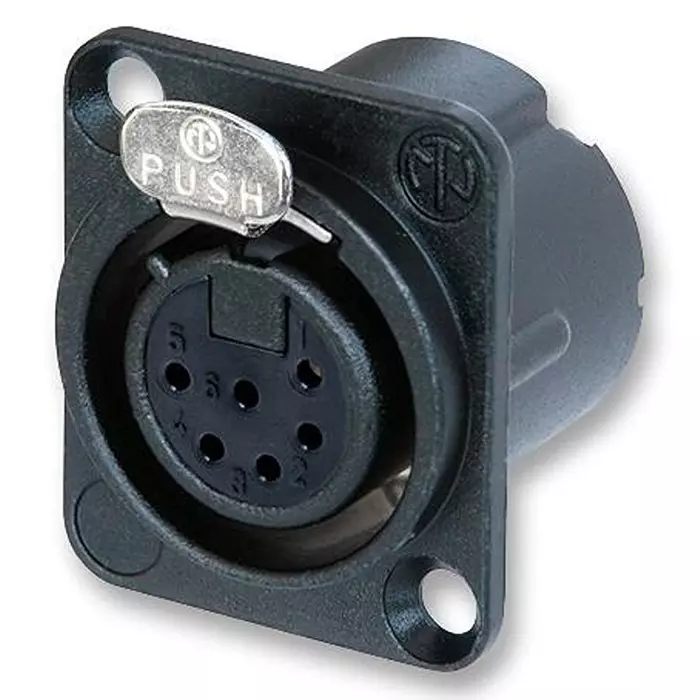 NEUTRIK SOCKET, XLR, BLACK, 6POLE, NC6FD-LX-B