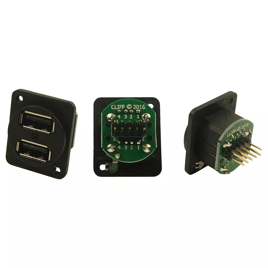 CLIFF ELECTRONIC COMPONENTS USB CONN, DUAL RCPT, 2.0, 2PORT, 10POS, CP30100X