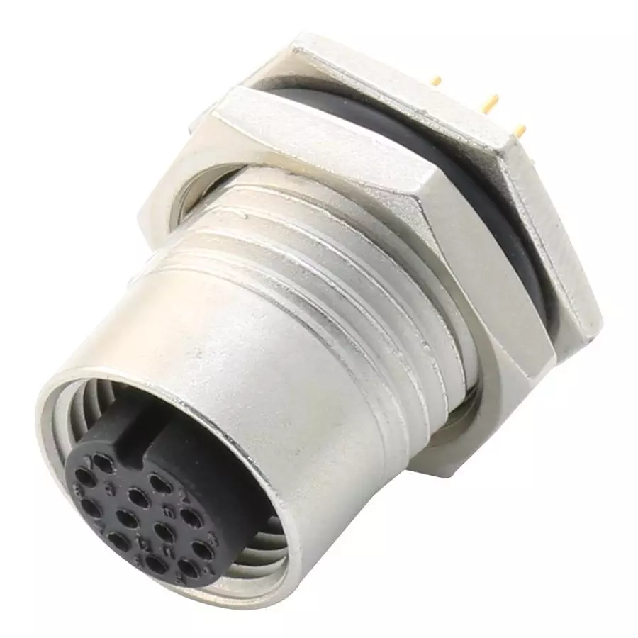 AMPHENOL LTW Sensor Connector, M12, Rcpt, 12Pos, M12A-12PFFP-SF8001