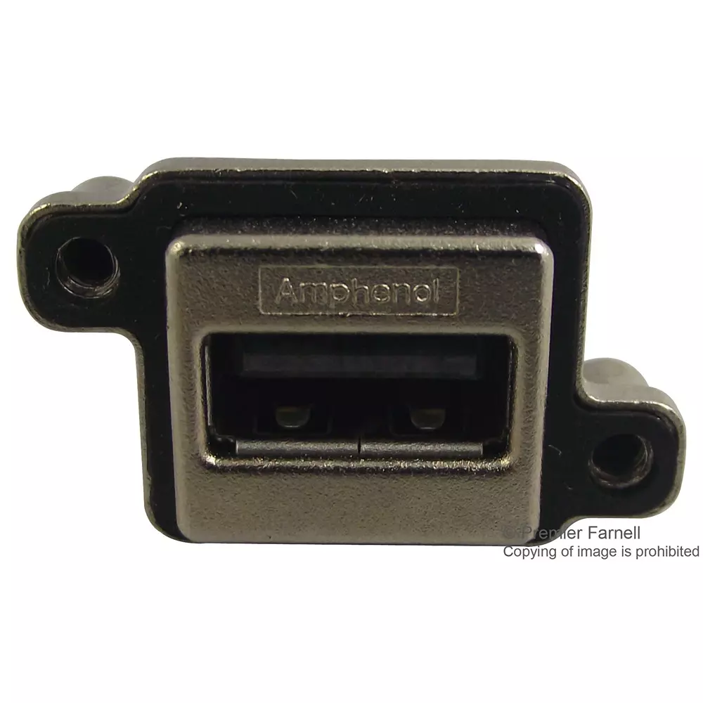 AMPHENOL COMMUNICATIONS SOLUTIONS SEALED USB, 2.0 TYPE A, RECEPTACLE, IP67, MUSBA111M5.