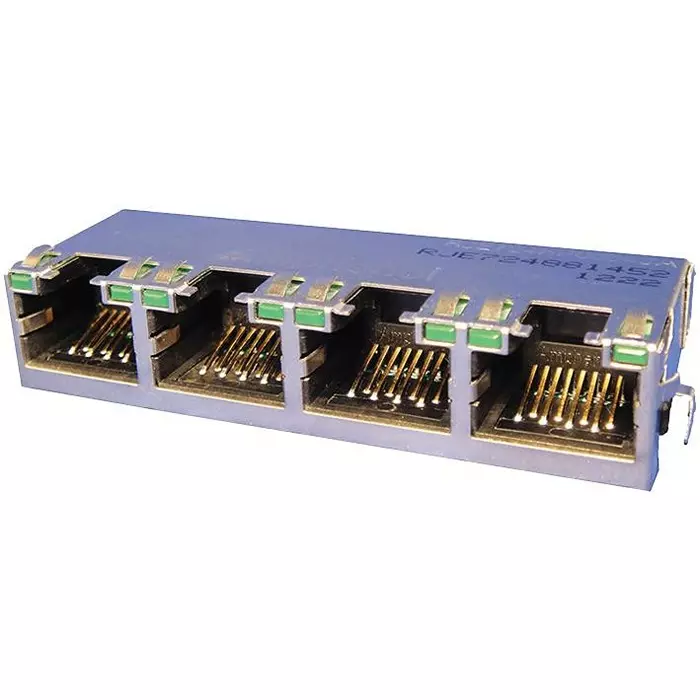 AMPHENOL COMMUNICATIONS SOLUTIONS CONNECTOR, MODULAR JACK, 4PORT, 8P8C, RJE72-488-14A1