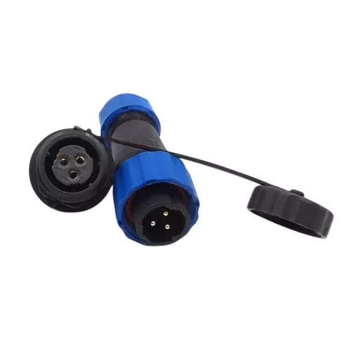 Sibass Electric 3 Pin Connector Straight to Panel 17 mm 10 A Waterproof IP68 Rating with CE Mark (Pack of 100)
