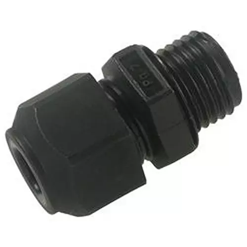 HUBBELL WIRING DEVICES Cord Connector, Straight Male, Nylon, Npt 0.375In, Black, SEC38BA