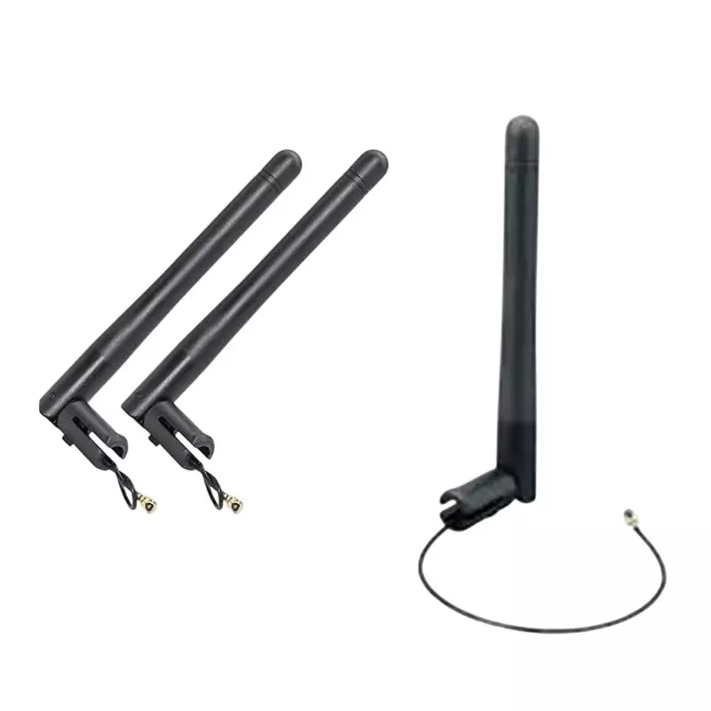 NBR Rubber Duck Whip Antenna 2.4 GHz 3 dBi Gain 50 Ω Impedance with 15 cm UFL Cable, Black (Pack of 3 Pcs)