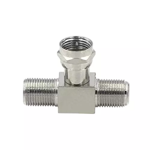 GENERIC F-Type Male to Dual F-Type Female 3-Way T-Type Splitter Coaxial Adapter 75 Ω Impedance