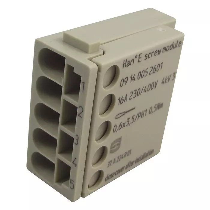 Harting Rectangular Insert, Signal, Plug, 5Pos, 09 14 005 2601