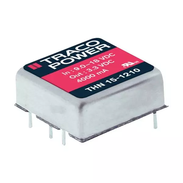 TRACO POWER Isolated Through Hole DC / DC Converters DC-DC CONVERTER, 12V, 1.3A, THN 15-1212