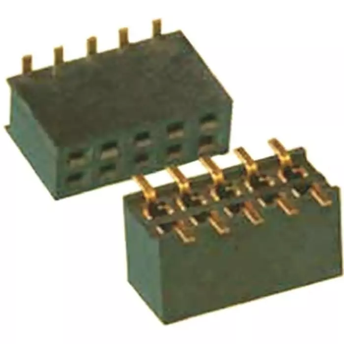 Amphenol ICC MINITEK Series Straight Surface Mount PCB Socket 10-Contact 2-Row 1.27 mm Pitch Solder Termination, 20021321-00010C4LF (Pack of 5)