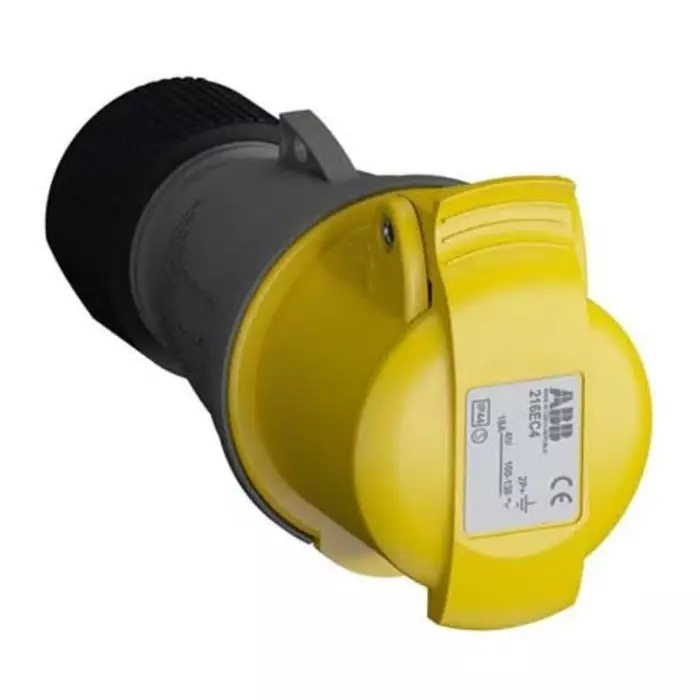 Amphenol Industrial Easy Safe IP44 Yellow Cable Mount 2P + E Industrial Power Socket, Rated At 16A, 110 V, 2CMA102002R1000216EC4