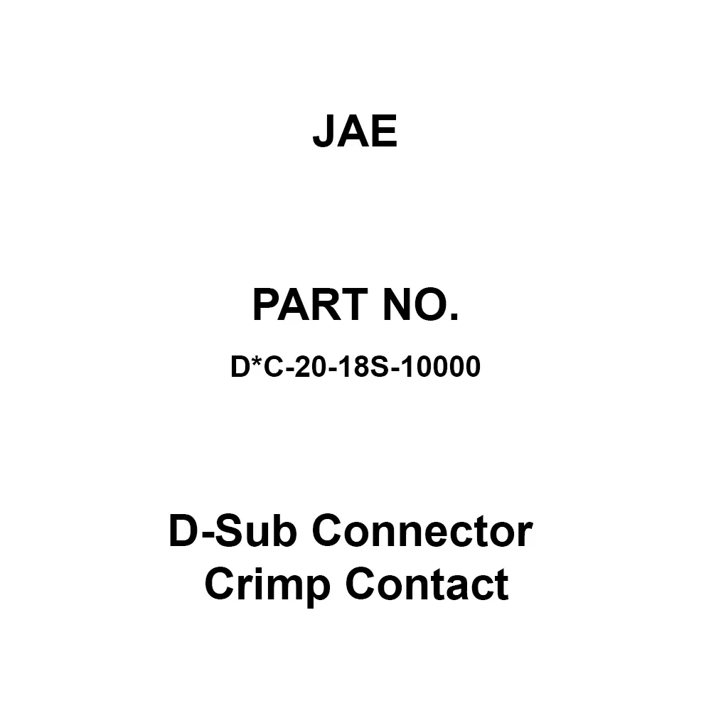 JAE D-Sub Connector Crimp Contact Female Socket 1.95 or less mm Wire Outer Dia., D*C-20-18S-10000 (1 Reel (10000 Pcs))