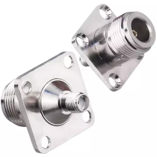 NBR Chassis Type Coaxial Flange Panel Adapter 4 Hole Panel Mount with N Female to SMA Female Connector