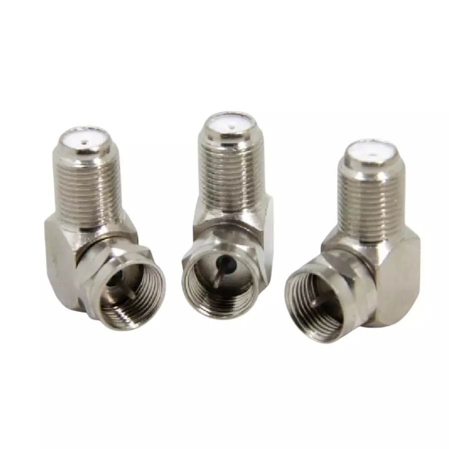 NBR F Male to F Female Right Angle 90° Connector Silver for Coaxial Cable, TA028-3 (Pack of 3 Pcs)