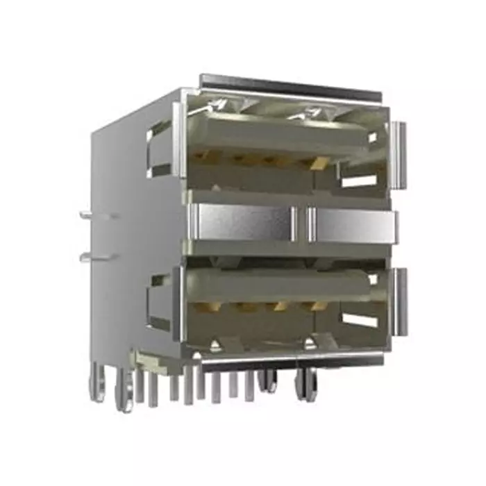 AMPHENOL COMMUNICATIONS SOLUTIONS STACKED USB CONN, 2.0 TYPE A, R/A, 8POS, 72309-7024BLF