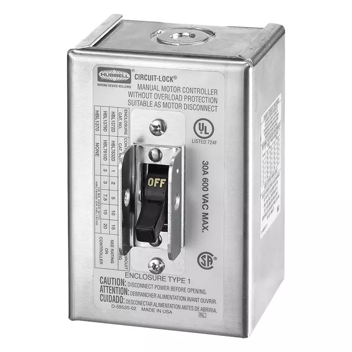 HUBBELL WIRING DEVICES SW DISCONNECTOR, 2P, 30A, 600VAC, SMD, HBL1372