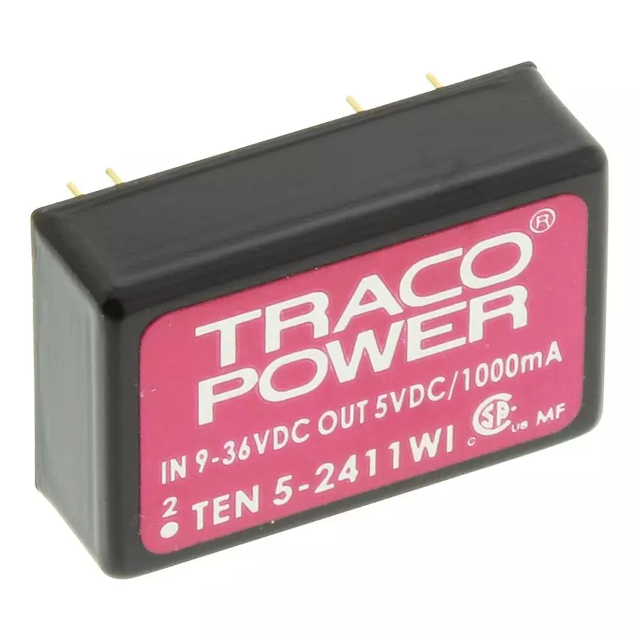 TRACO POWER Isolated Through Hole DC / DC Converters CONVERTER, DC-DC, 5V, 6W, TEN 5-2411WI