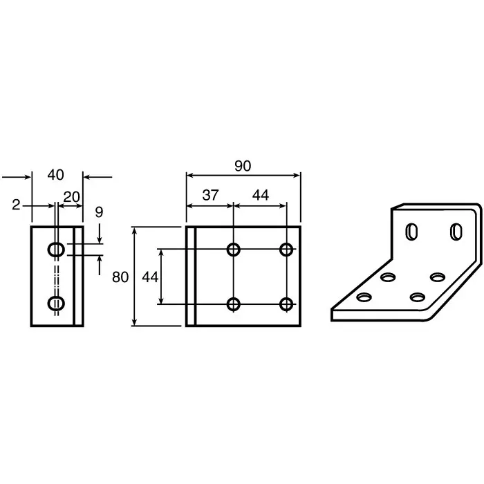 FlexLink M6 Extruded Angle Bracket Connecting Component Strut Profile 40 mm 80 mm Groove Size 11 mm, XMFA 84