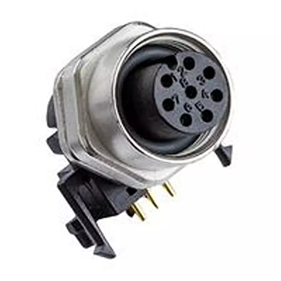 AMPHENOL LTW Sensor Conn, M12, R/A Rcpt, 8Pos, Panel, MSAS-08PFFR-SF7003.