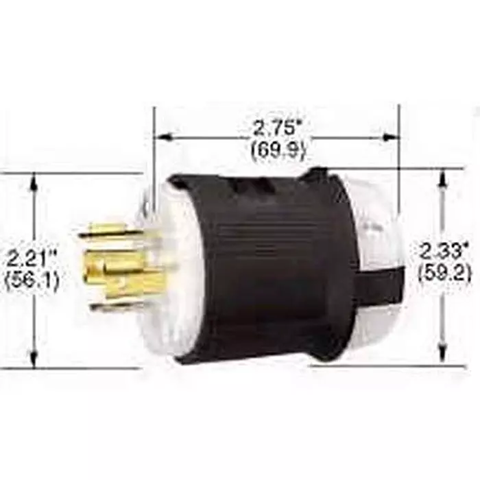 HUBBELL WIRING DEVICES Conn, Power Entry, Plug, 3P4 W, 20A 125/250 V, L14-20P, HBL2411