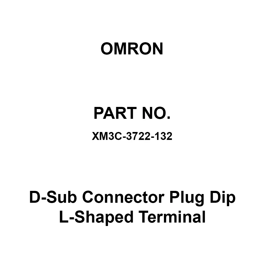 Omron D-Sub Connector Plug Dip L-Shaped Terminal 10³ mΩ or More At 500 V DC, XM3C-3722-132