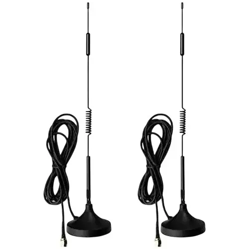 NBR Single Spring Sucker Antenna 5 dBi Gain with Magnetic Stand Base & 3 m RG-174 SMA Male Extension Cable (Pack of 2 Pcs)
