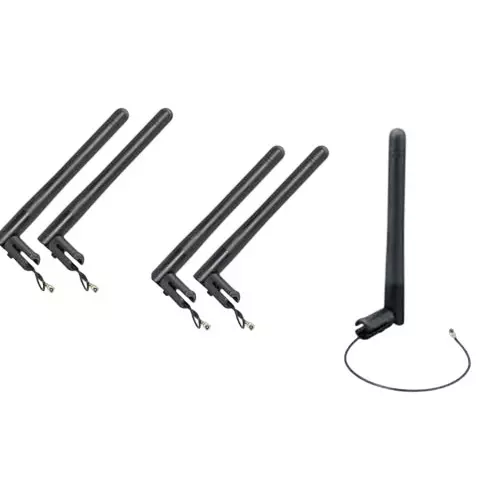 NBR Rubber Duck Whip Antenna 2.4 GHz 3 dBi Gain 50 Ω Impedance with 15 cm UFL Cable, Black (Pack of 5 Pcs)