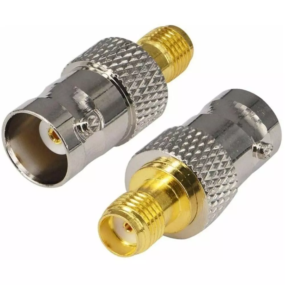 GENERIC SMA Female to BNC Female Coaxial RF Adapter 50 Ω Impendance, Silver & Golden (Pack of 2 Pcs)