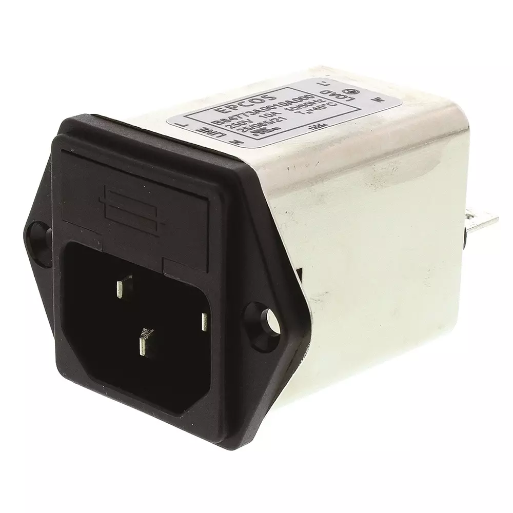 Epcos B84773 Series Panel Mount IEC Inlet Filter 10 Amp 250 V AC/DC, B84773A0010A000 (Pack of 40)