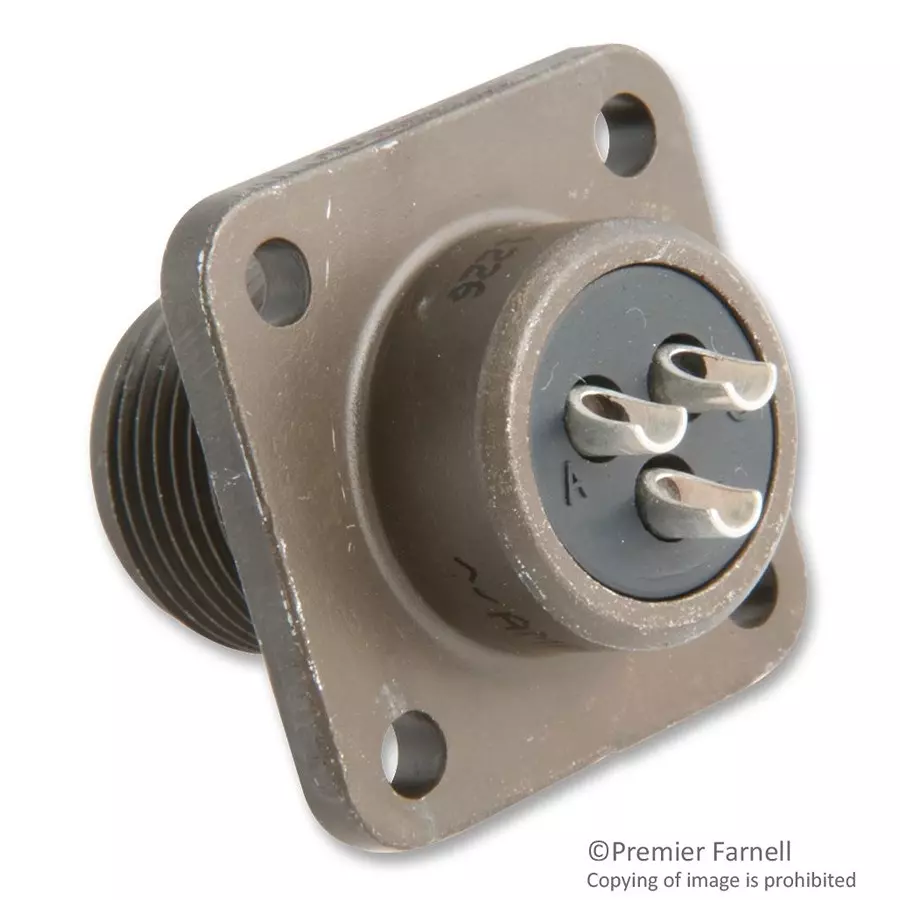 AMPHENOL INDUSTRIAL CIRCULAR CONNECTOR RECEPTACLE, SIZE 10SL, 3 POSITION, BOX, MS3102A10SL-3P