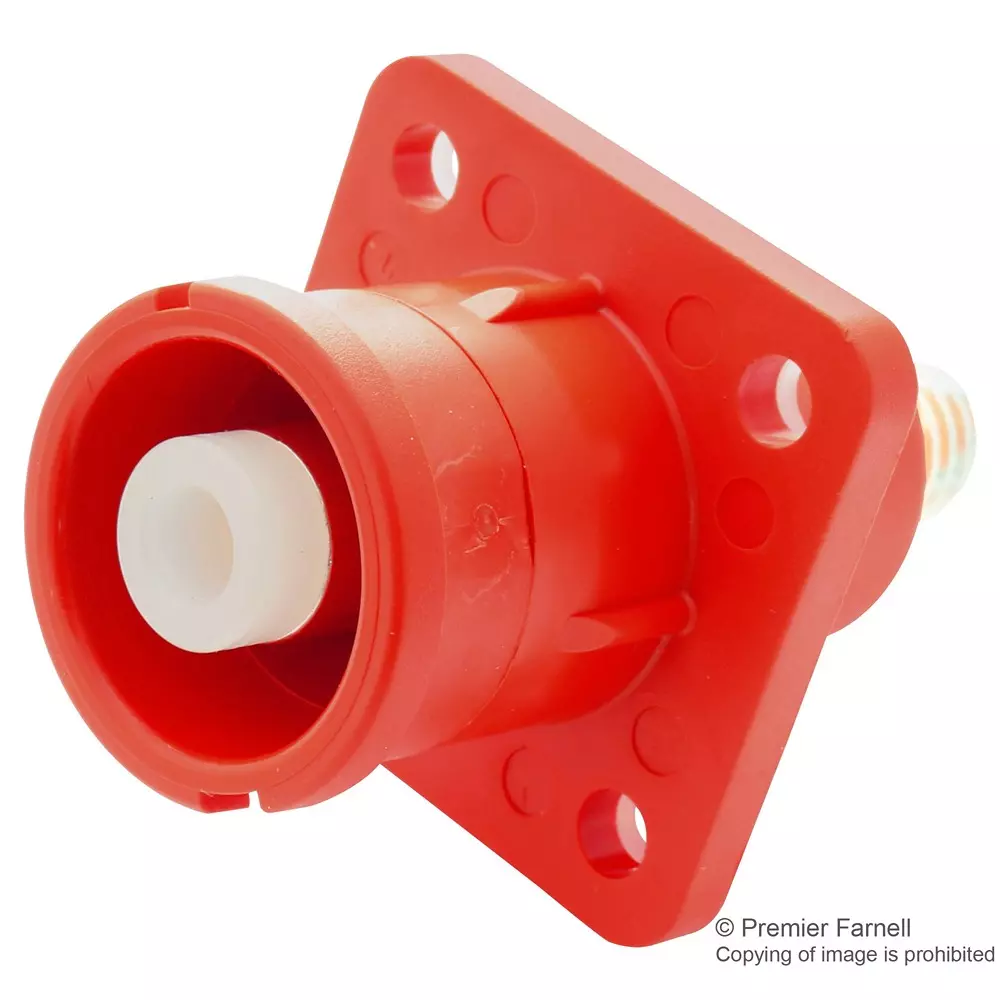 AMPHENOL INDUSTRIAL High Power Connectors POWER ENTRY, RCPT, 300A, 1KV, PANEL, RED, SLPIRCTPSR0